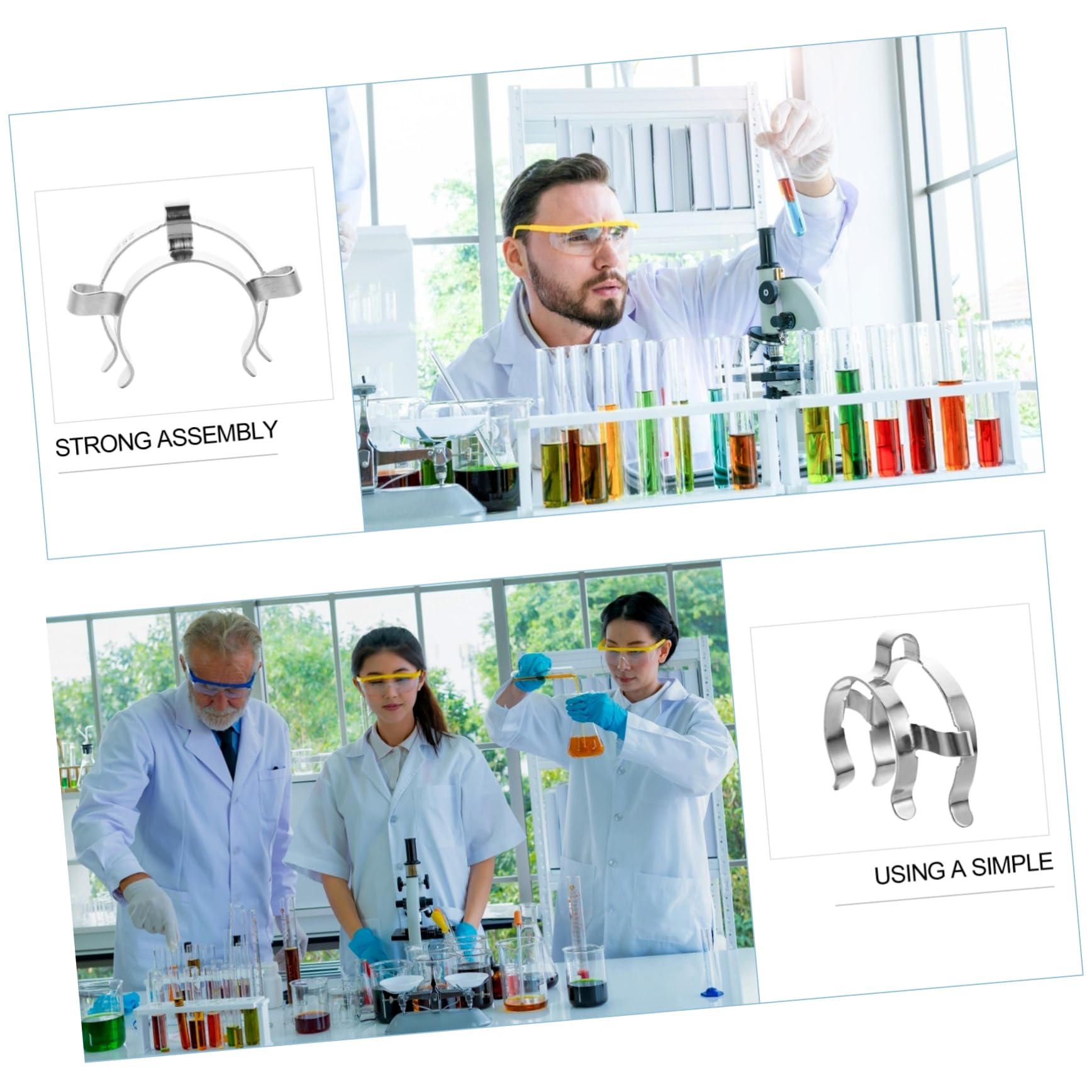 MAGICLULU 3 Set Pinza Molla Inossidabile Per Fissaggio Sicuro Per Laboratori Distillazione Condensazione 4 Pezzi*3
