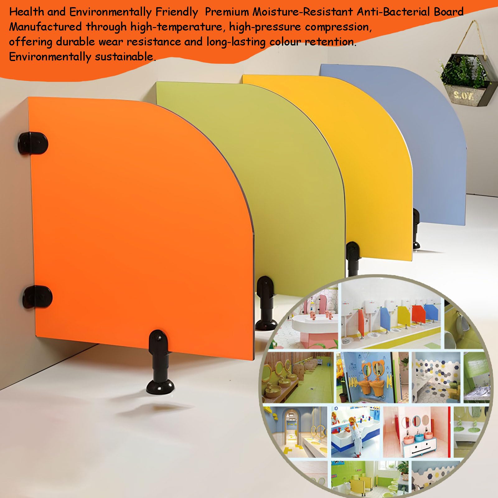 2 Pack Niños Divisores de Urinario 23.6x23.6 Pulgadas Green Wesore Particiones para Escuelas Guarderías Caja Fuerte Bordes Redondeados Resistente al Agua Fácil Instalar Baño Privado Puestos