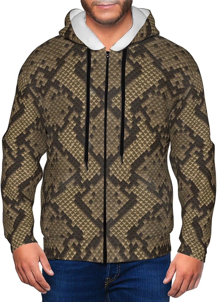 Amazon.co.jp: [COOLEAD] 蛇皮の模様 ヘビ柄 パーカー メンズ ジップ