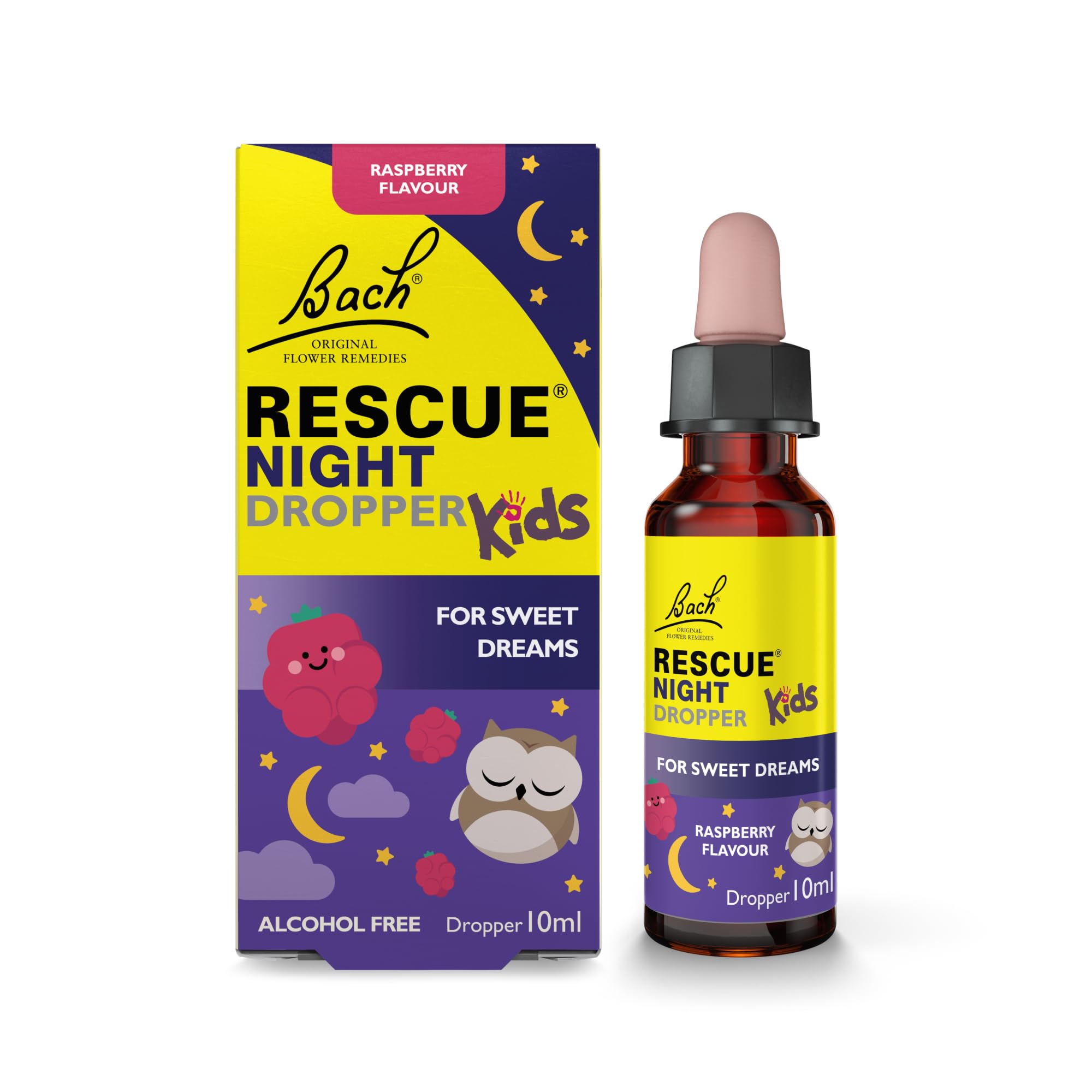 Rescue Kids Night Dropper (10ml), Raspberry, Soothing Support for Restful Nights, Flower Essences, to Support Your Child and Promote A Calming Bedtime Routine, Alcohol Free
