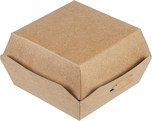 Restaurantware Mini cajas de hamburguesas de 2.8 x 2.8 x 2 pulgadas, 100 recipientes de comida con tapa con bisagras, desechables, cajas de papel