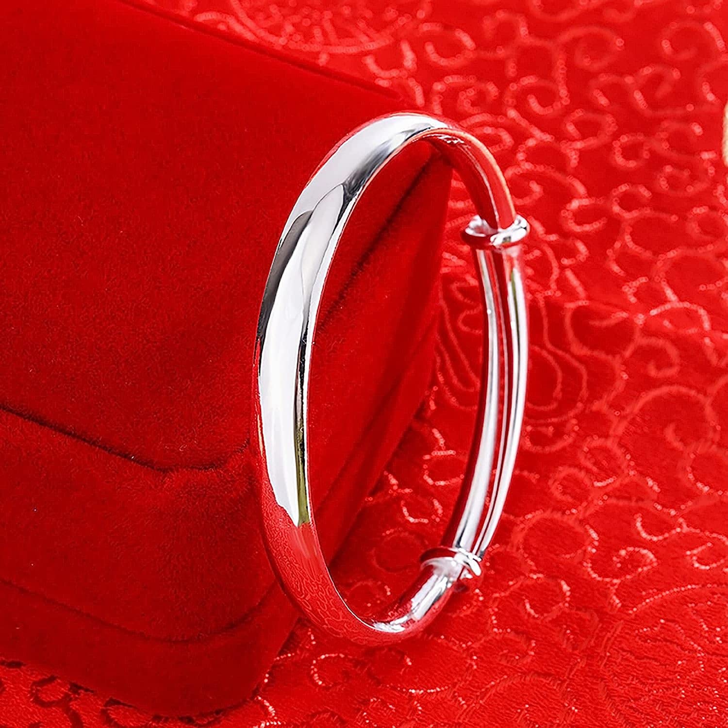 catene a catena, regolabili; Bracciale rigido regolabile push-pull in argento sterling for donna