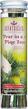 Scentsicles Scented Ornaments, Includes 6 Ornaments and Hooks Pear in a Pine Tree