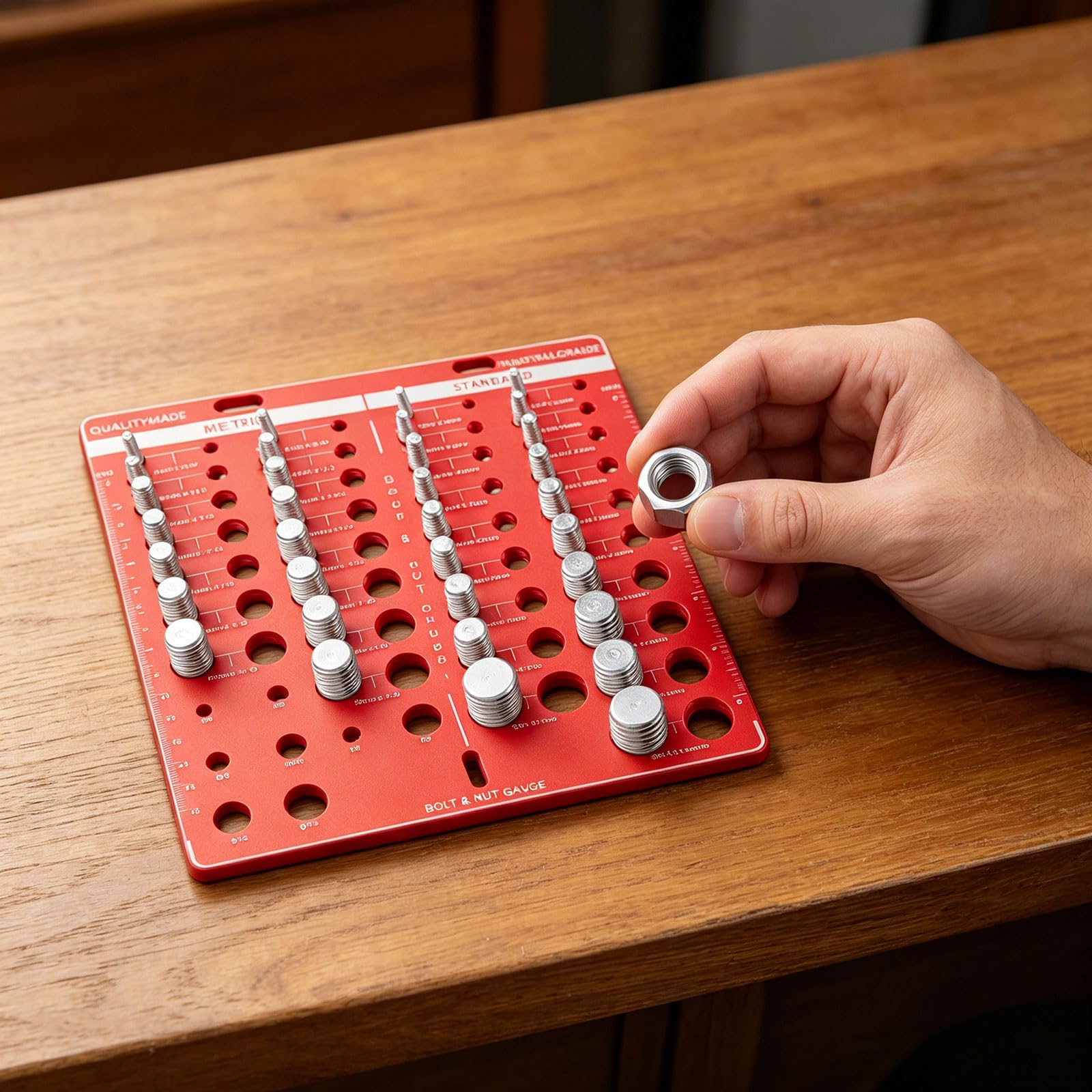 Jauges de filetage professionnelles en aluminium avec 34 trous pour vérifier le filetage des écrous pour un dimensionnement précis et une inspection de mélange d'aluminium