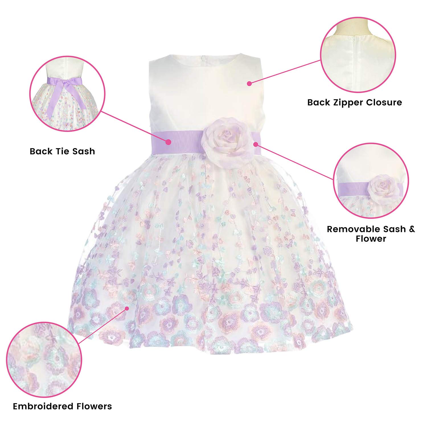 Pink Princess Toddler Easter Dresses for Girls, Baby Girls' Special Occasion Dresses, Vestidos para Niñas Elegantes Size Lavender