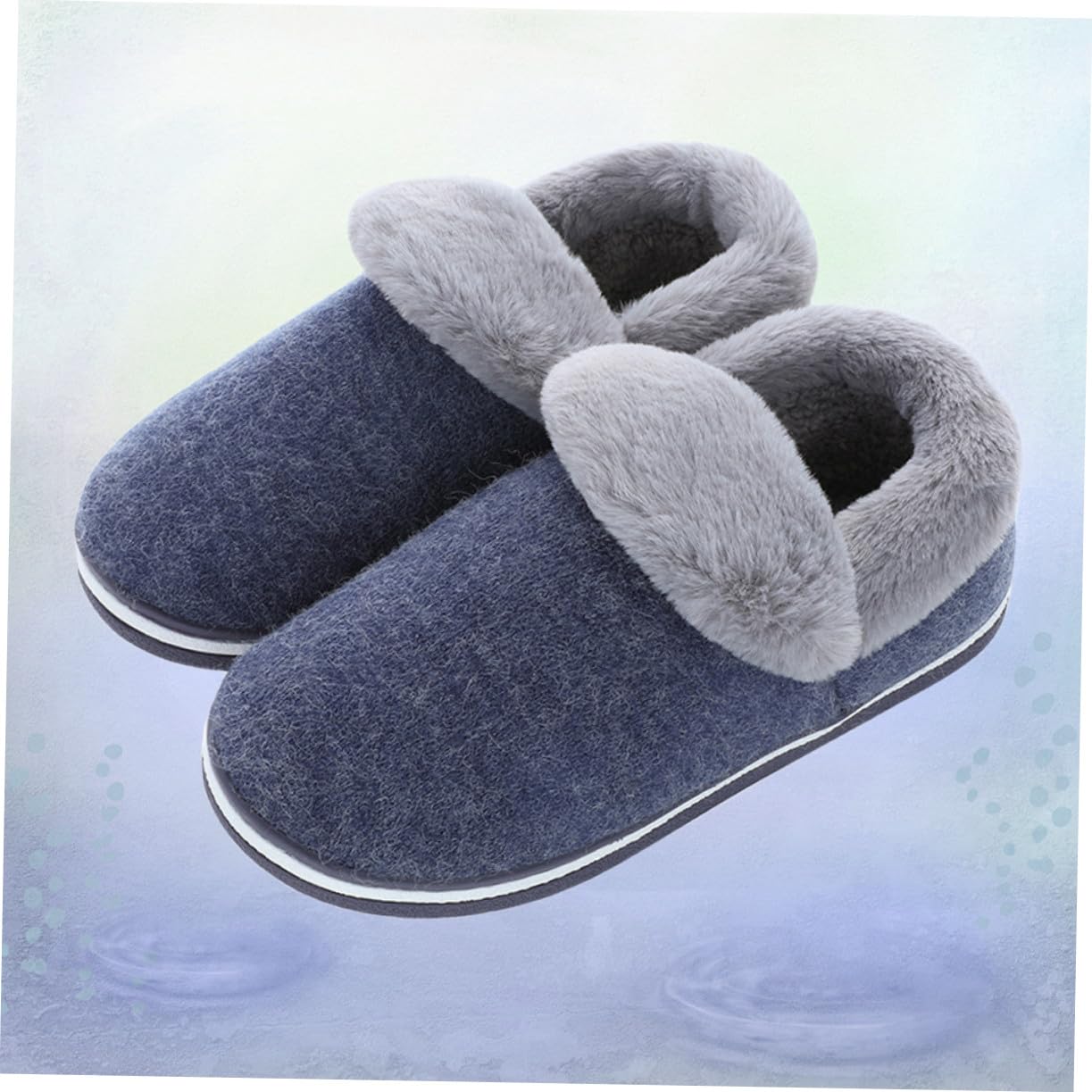LIFKOME Ciabatte Uomo Invernali Chiuse Tallone Peluche Blu 43-44