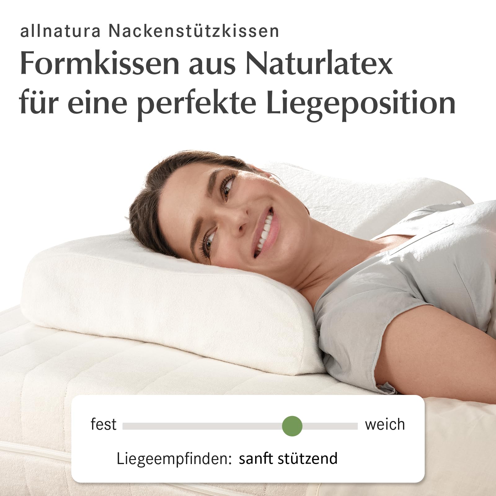 allnatura orthopädisches Nackenstützkissen 40x60 Sana-Vario 2 - Weiches anpassbares Kopfkissen (100% Naturkautschuk) - für Seitenschläfer Rückenschläfer - Höhe 11,5cm - Made in Germany