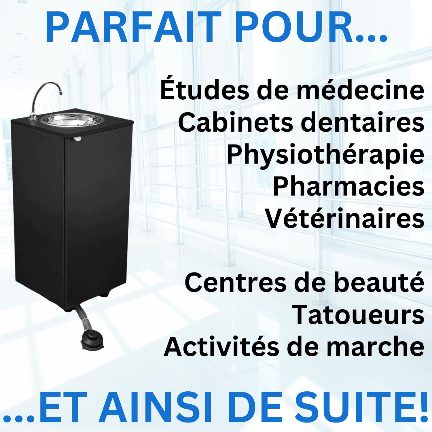 Express Water Basic Dark, Lavabo Portable Autonome Transportable, avec Réservoir d'Eau, en Acier Inoxydable, avec Commande à Pédale, Certifié, pour Magasins et Cabinets Médicaux