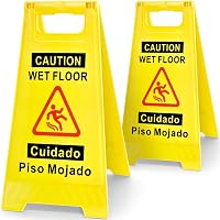 YOLNEXI 2 Pack Bilingual Caution Wet Floor Signs - 17.5" Bright Yellow Double-Sided A-Frame for Home, Business, Hotels & Schools
