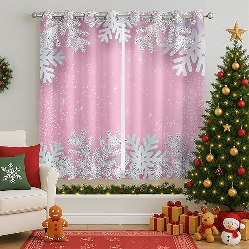 Miniatura 2 de Cortinas opacas de Navidad para niñas y niños, decoración del hogar, decoración navideña, árbol de acebo, estrella, Navidad, ojales, cortinas con