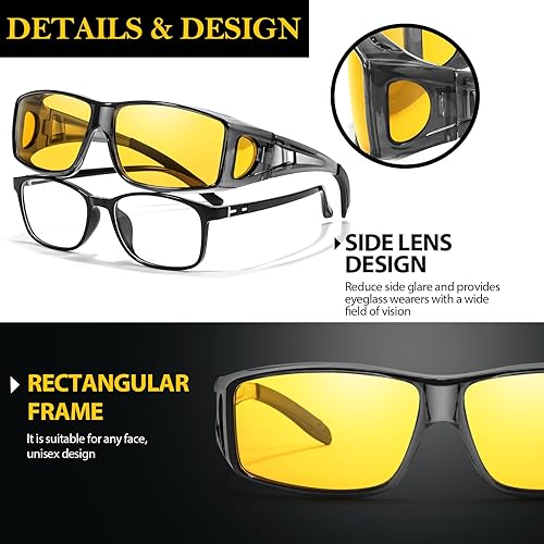 Miniatura 6 de TJUTR TN2511 - Lentes de conducción de visión nocturna para hombres y mujeres, lentes amarillas polarizadas antirreflejos para noche TN2511