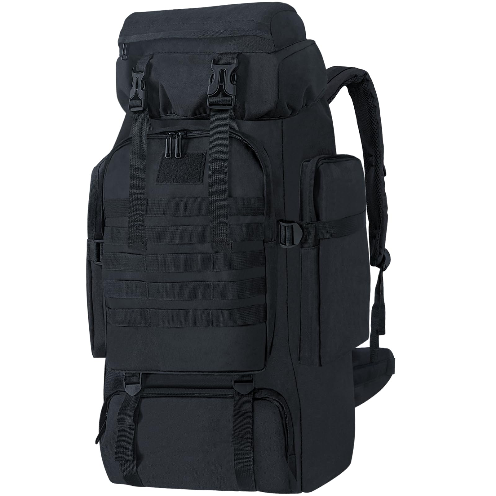 Nayubo 80L Hiking Backpack Camping Travel Daypack Waterproof Adjustable Extra Large Backpack Climbing Trekking Outdoor Sport Bag Molle Rucksack for Men Women (Black)