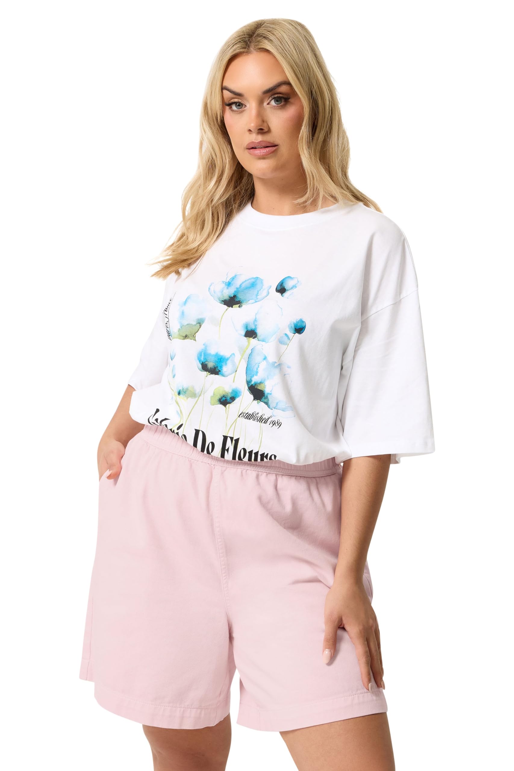 Yours Women's Pull On Denim Shorts in Baby Pink | Size: 20