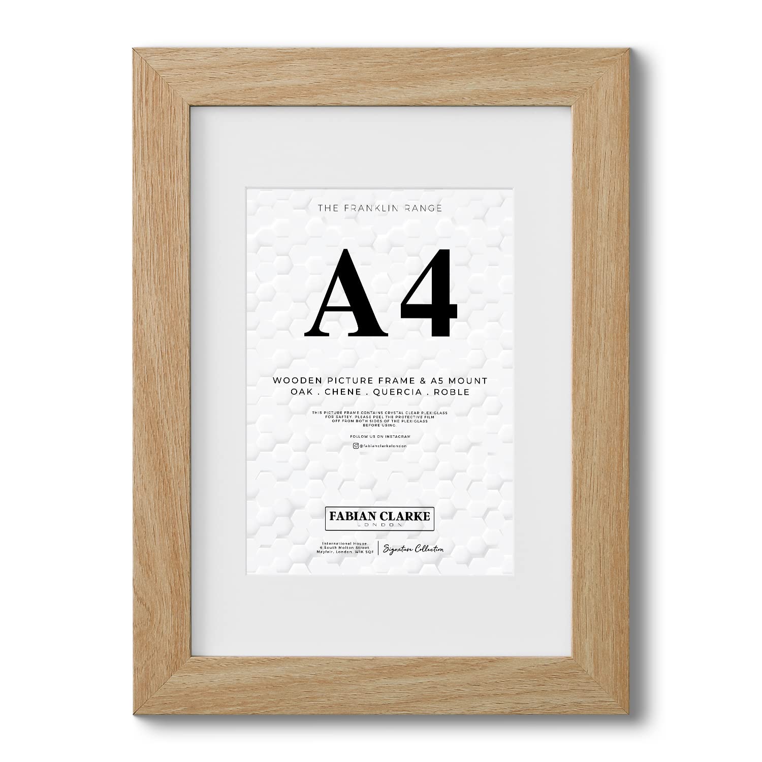 A4 Modern Oak Wooden Picture Photo Frame For Certificate or Noticeboard Poster with White A5 Mount to Hang Portrait or Landscape