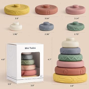 Mini Tudou Stacking Nesting Rings Baby Block Toy 6 PCS 4.7in for 6 Months+