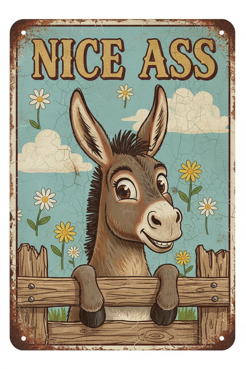 Funny Donkey Bathroom Metal Sign for Bathroom Office Home Farmhouse Restroom or Other Places 12 * 8inch
