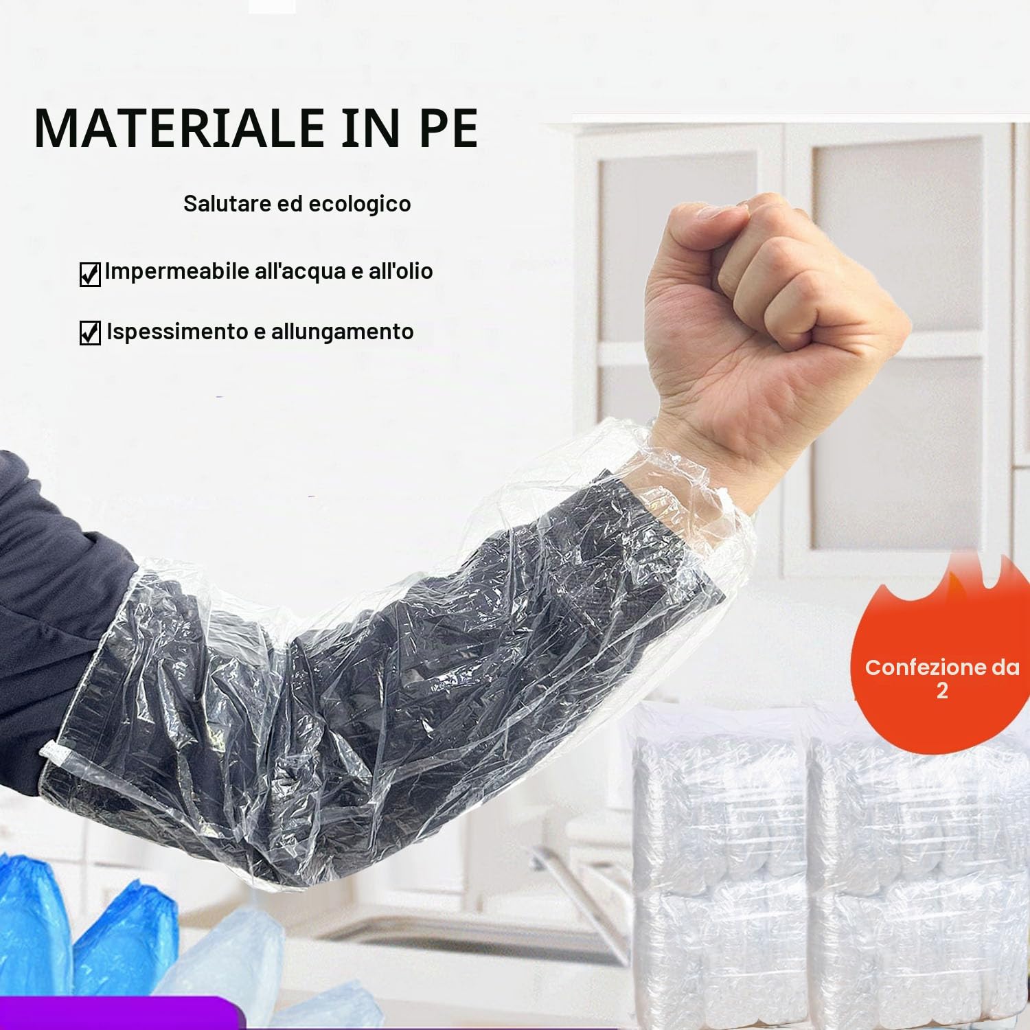 Copertura della Manica del Braccio Usa e Getta, 200 Pezzi Manicotto per Braccio Monouso per Verniciare Riparare Pulire Tatuare - Coprimaniche Monouso con Polso Elasticizzato