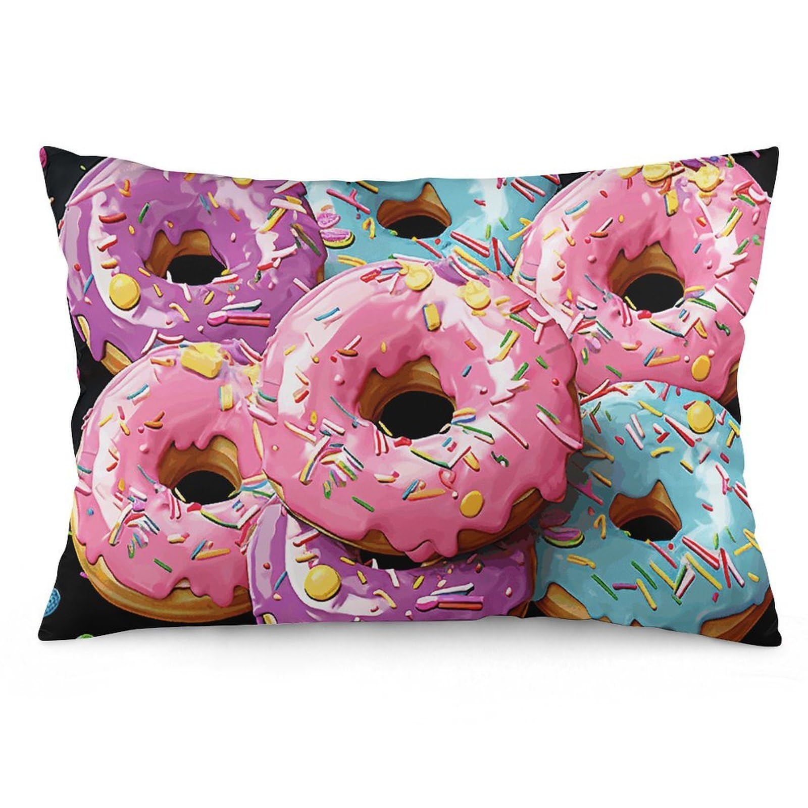 2 Pack Pillow Cases for Hair and Skin, Soft Breathable Pillow Case Covers with Hidden Zipper, Donut Pillowcase 12 "x20 Pillow Covers for Sleeping Gift