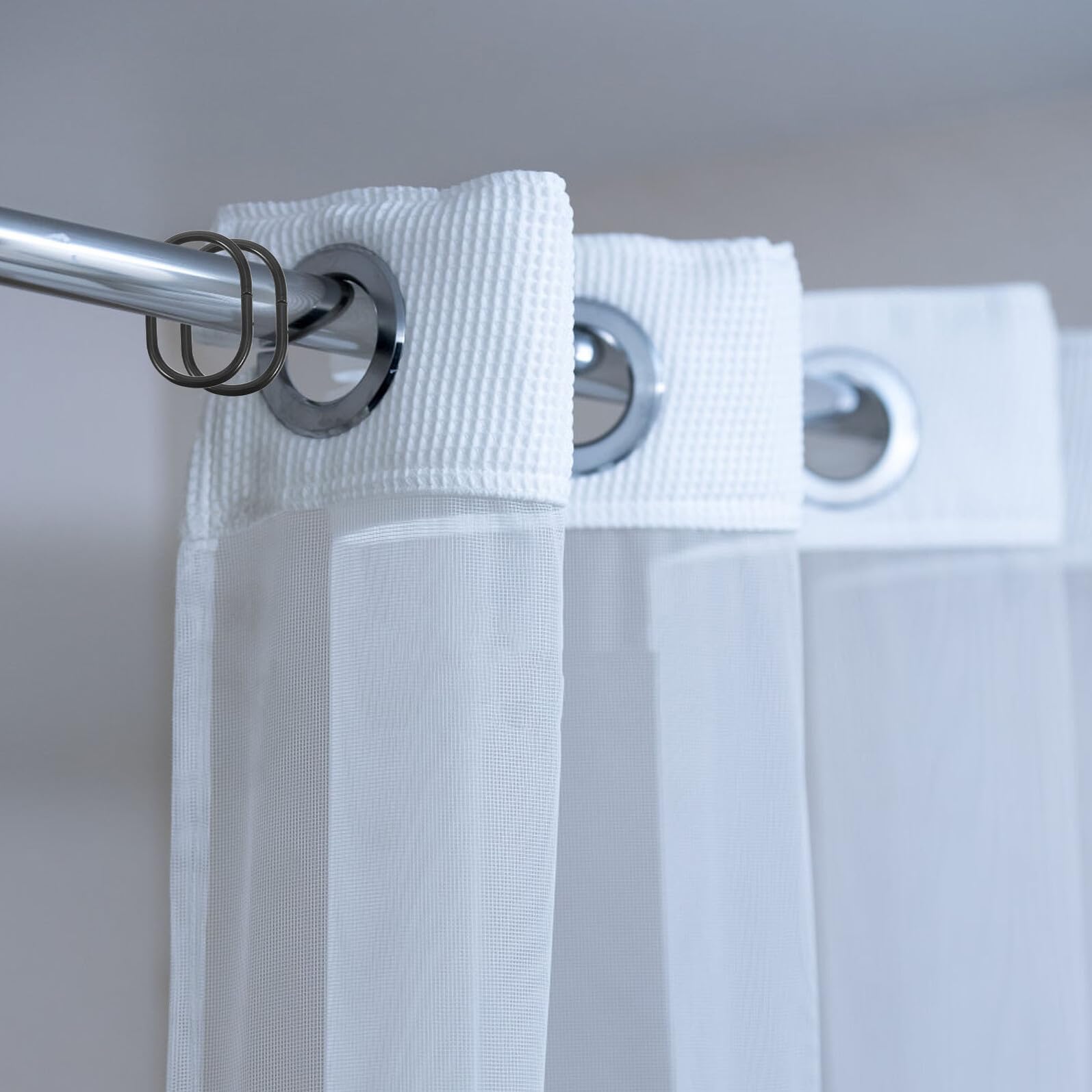 100 Pezzi Anelli per Doccia in Plastica Nera Ganci Facili da Aprire e Scorrere Silenziosamente Resistenti per Bastoni Standard per Tende da Bagno e Finestre