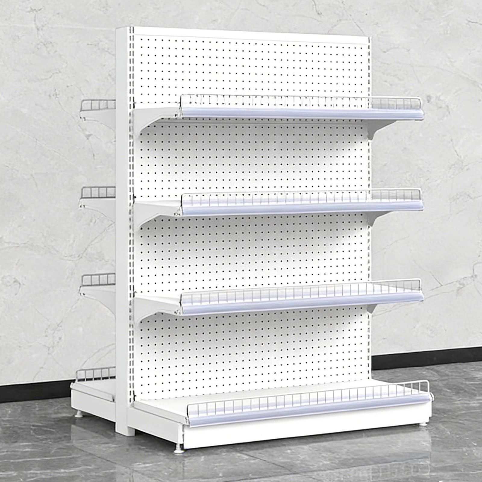 Étagère double face pour gondole – Étagère commerciale pour épicerie, alcools et dépanneurs, blanc, 73 x 130 cm – Sto Solut