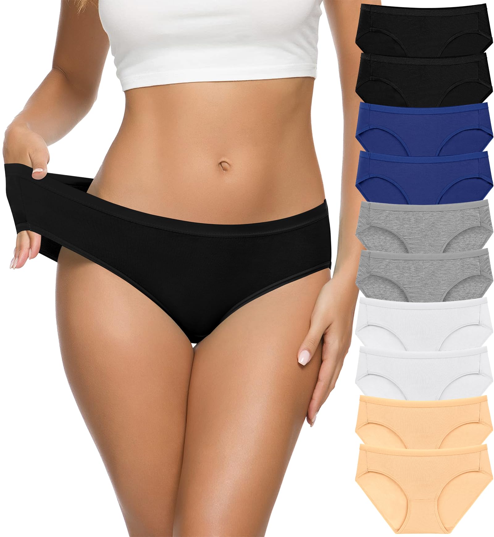CULAYII Women's Cotton Bikini Panties, High-Cut Full Coverage Stretch Cool Underwear for Women
