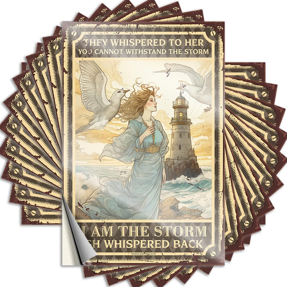 Entryway Decor Stickers - Girly Taupe Case They Whispered to Her You Cannot Withstand The Storm(6X9CM)