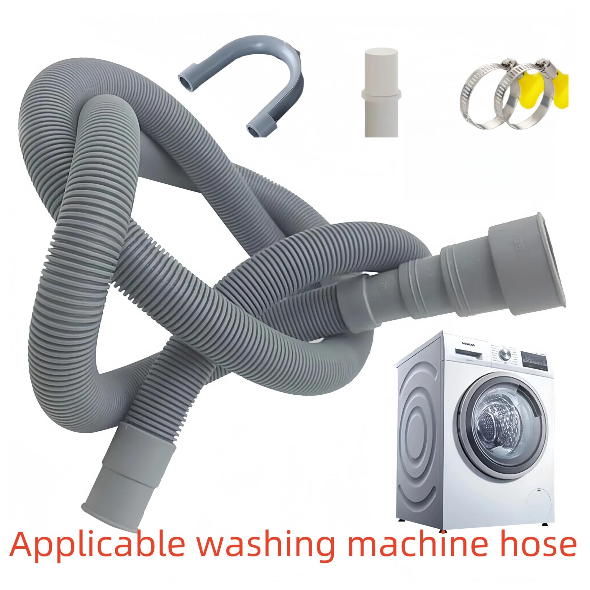 1,5/2/3/4M PVC lavadora lavavajillas drenaje manguera de residuos tubo de extensión con soporte conjunto lavadora Ablaufschlauch(4m)