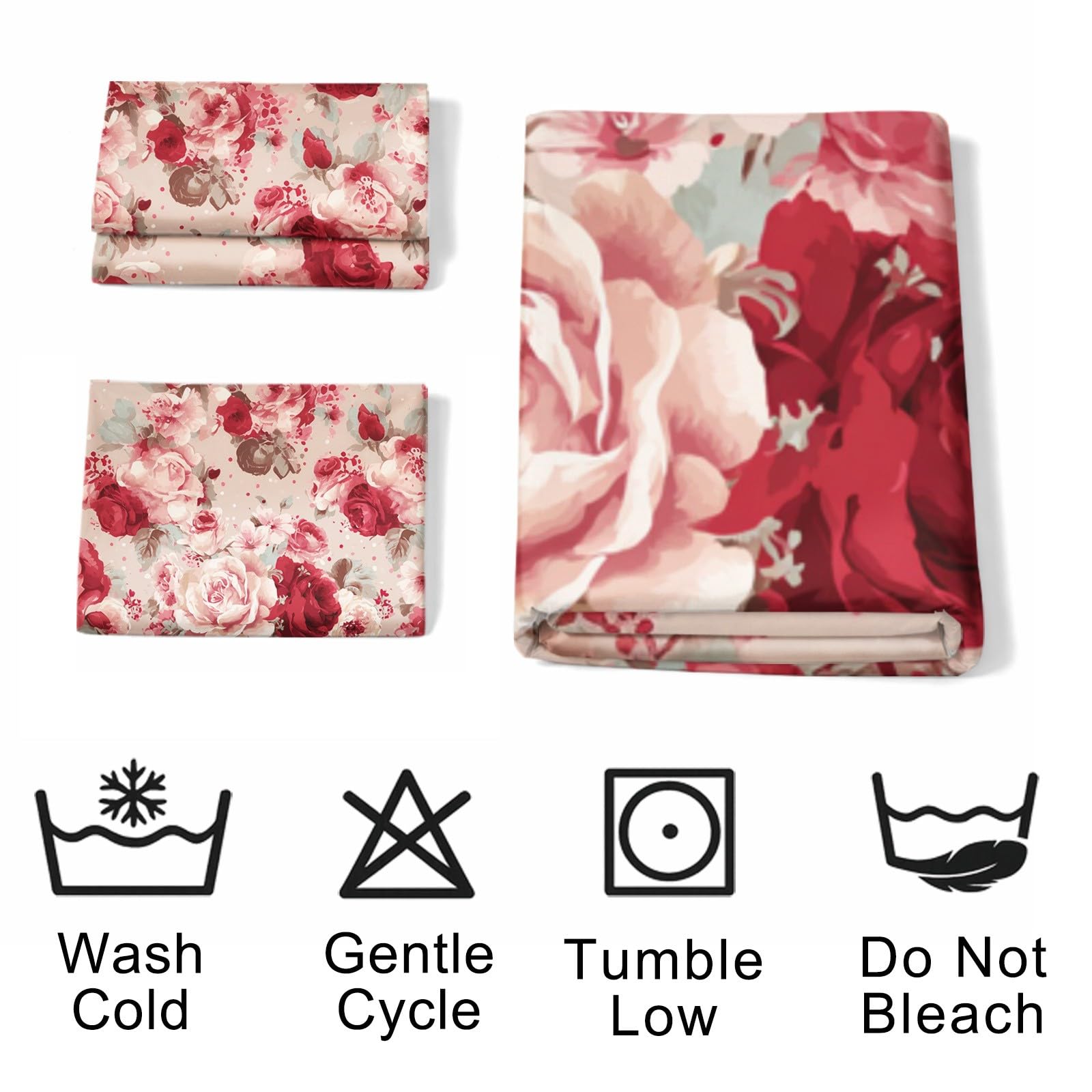 Biancheria da letto vintage elegante, 200 x 200 cm, romantica, morbida, classica, di lusso, con motivo floreale e rose, in microfibra, con chiusura lampo, include 1 copripiumino e 2 federe, per