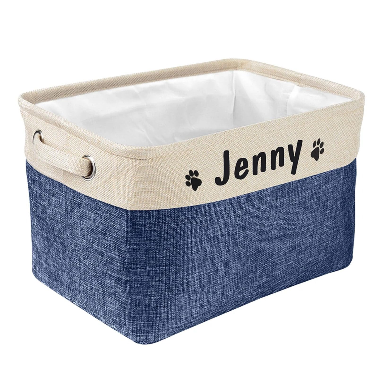 ZXH Personalized Dog Toy Basket,Dog Toy Box,Custom Name Dog Toy Storage Bin,Dog Storage Canvas Bag Foldable Pet Toys Linen Storage Box Bins Dog Accessories Pet Supplies Gift (A)
