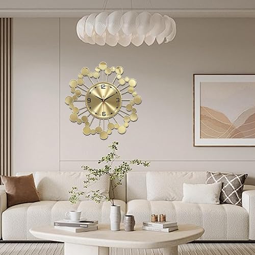 Miniatura 21 de Reloj de pared grande de 39 pulgadas, estilo nórdico naranja moderno, funciona con pilas, reloj decorativo de metal silencioso para sala de estar