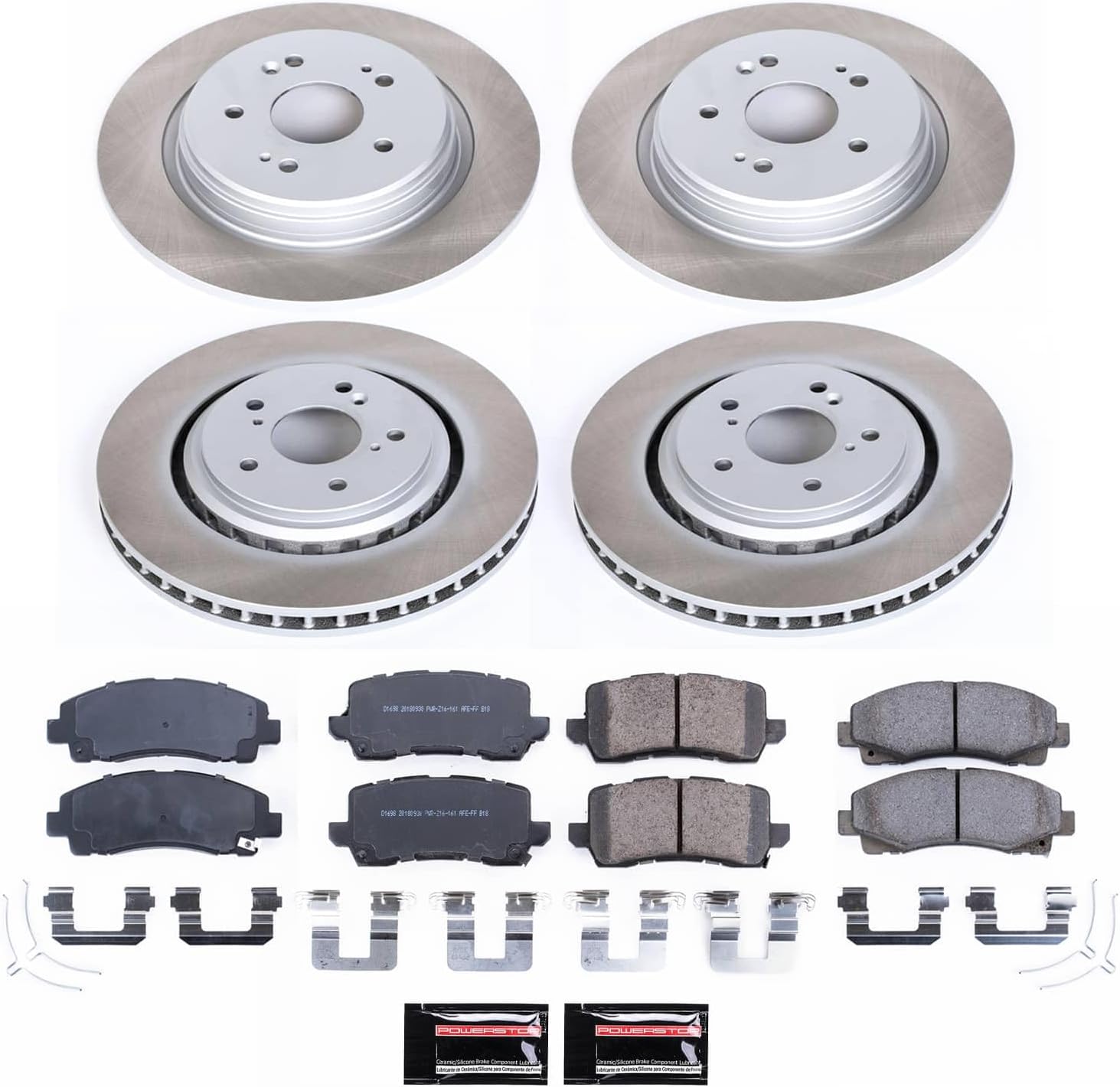 PowerStop Front and Rear Brake Kit For Acura TLX 2015-20 - Ceramic Brake Pads + Semi Coated Rotors Replacement, SC7284