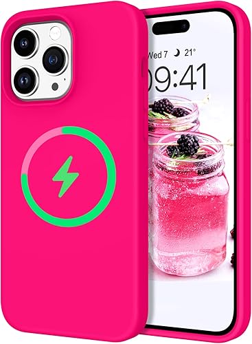 BENTOBEN Magsafe - Funda de silicona compatible con Magsafe para iPhone 14 Pro Max, de silicona líquida, de goma, de microfibra, a prueba de golpes,