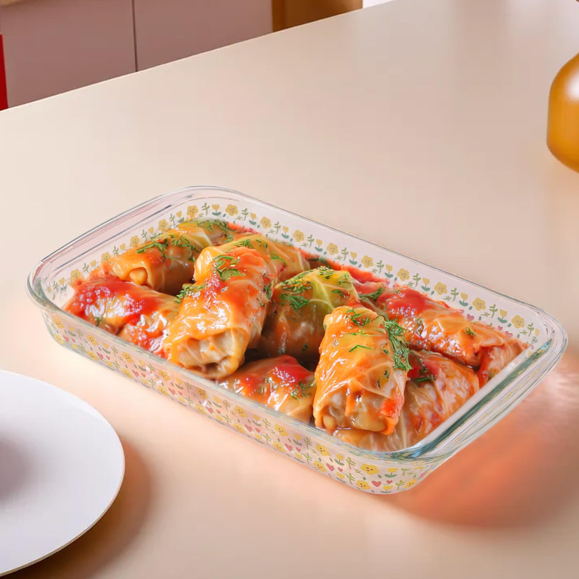 UMAI Borosilicate Printed Glass Baking Tray (1L) | Transparent Microwave Oven Safe Utensils | Rectangular Bread Moulds for Baking | Dishwasher & Freezer Safe | Multipurpose use Serving Tray (B0CV43FV1T) Amazon Price History, Amazon Price Tracker