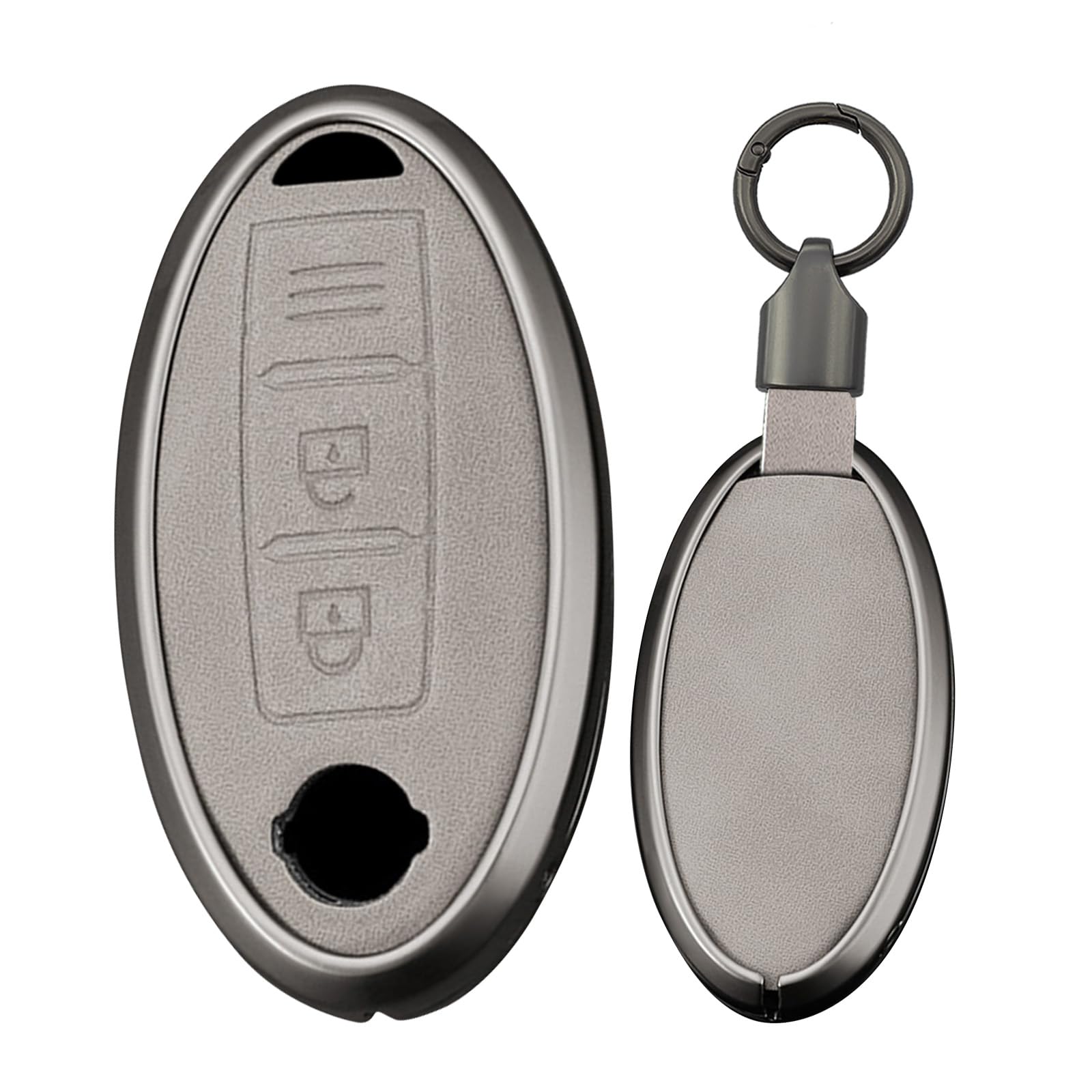 Boîtier usé ? Coque de clé Nissan en cuir gris 2 boutons pour Rogue, Maxima, Altima - 8