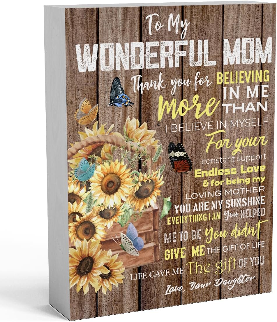 Inspirational Wood Box Sign for Kitchen Living Room Office