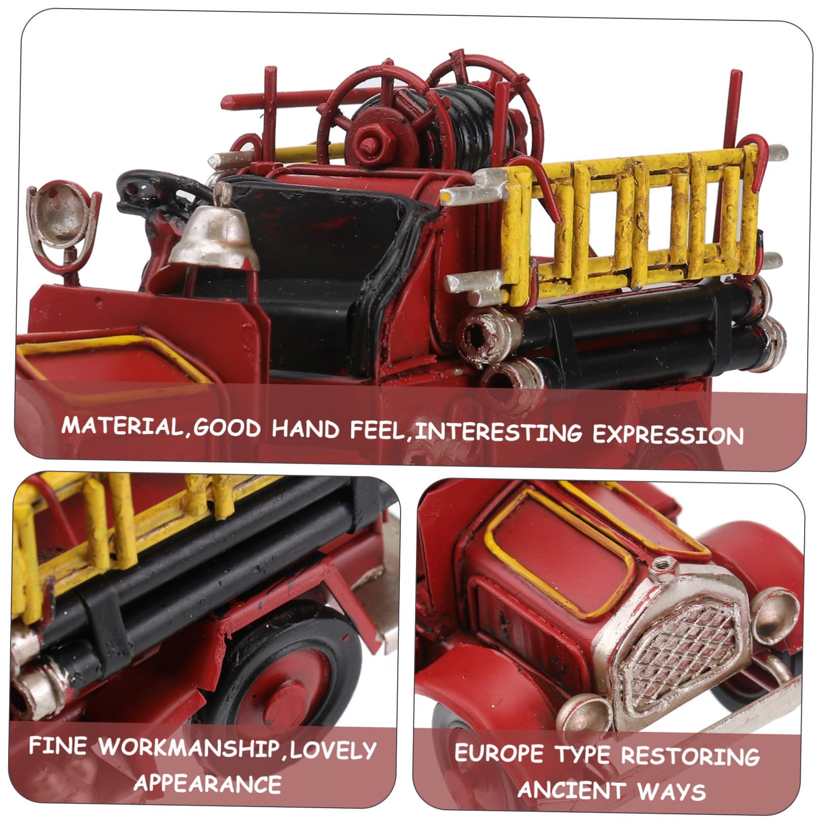 Kleiner aus Eisen Feuerwehrauto Modell, Retro Tischdekoration für Sammler