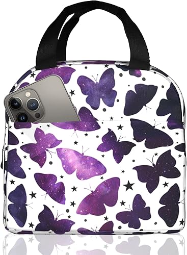 Lonchera con diseño de mariposa para mujer, bonita, aislada, duradera, impermeable, térmica, con bolsillo para el trabajo, picnic, viajes,