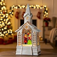 Vista 10 de Globo de nieve de Navidad con linterna de agua y purpurina con corona de árbol de Navidad con música, linterna iluminada con USB/pilas para regalos