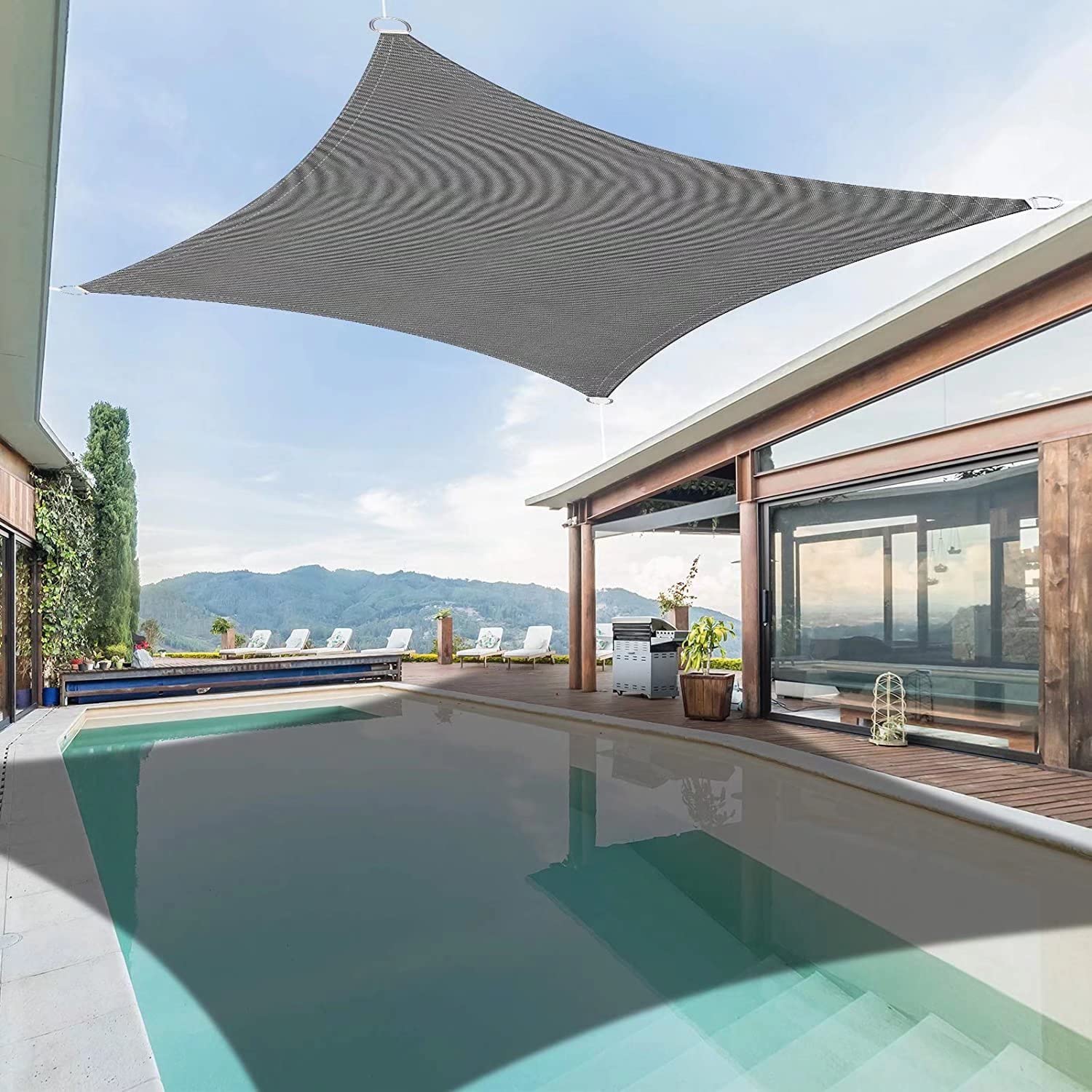 Amazon | 日除け タープ グレー 長方形 2x5.5m 涼しい 夏 サンシェード