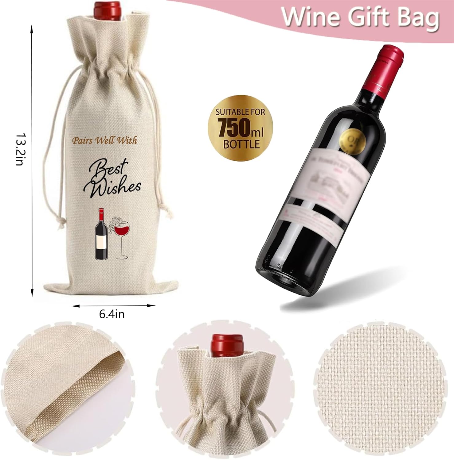 Wine Glasses Gifts for Women Alphabet A-Z, Cool Personalized Gold Monogrammed 'D' Red Wine Glass Set, Pink Gift Package with Goblet, Wine Bag, Key Chain, and Card for Woman - Image 4