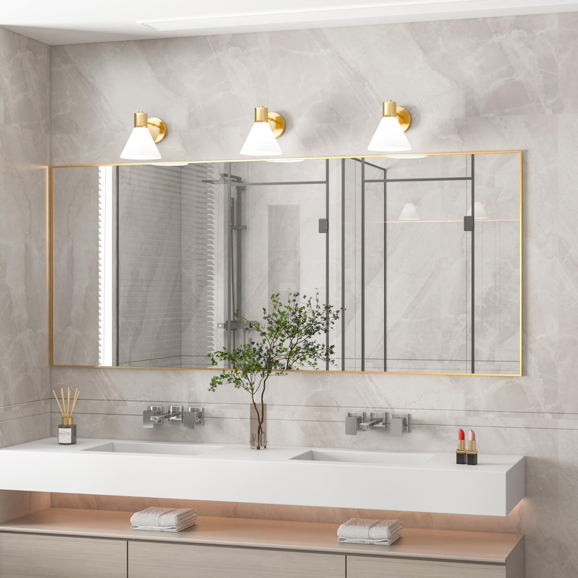 Spiegel 165x60cm in voller Länge, Standspiegel Standspiegel, Großer Goldspiegel, Rechteckspiegel, Hängen stehend oder gelehnt, Schlafzimmer Spiegel Wandspiegel (Gold)
