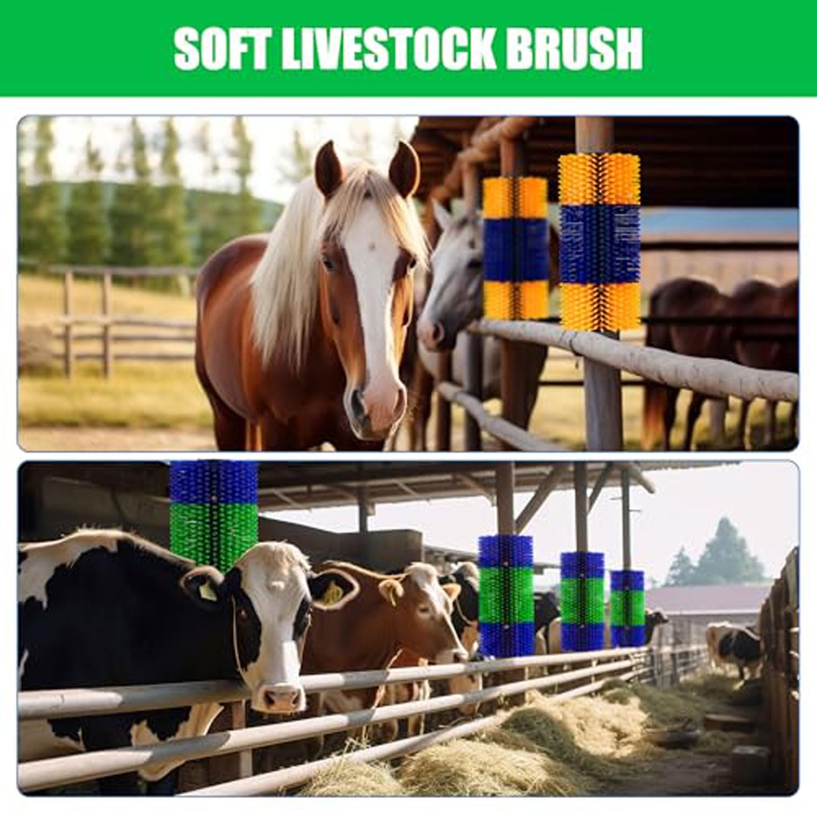 Cepillo para rascar Ganado,raspador semicircular Cepillos de Masaje,Alivia El Picor De Espalda,Elimina L,Mantener la Limpieza,Resistentes y Fáciles de Instalar,para Ganado para Caballo,Cabra,Vaca