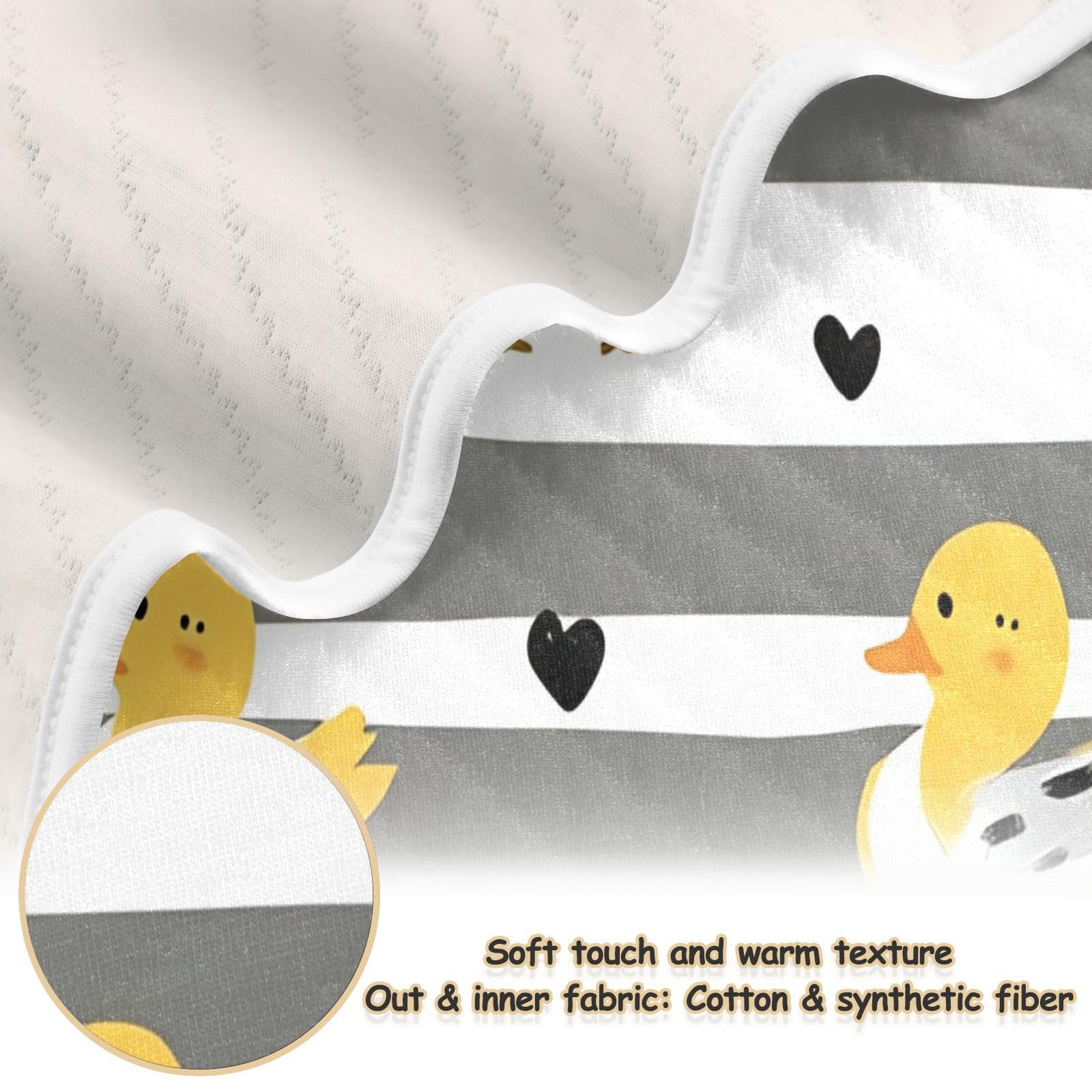 GUIJI Duck Stripe Baby Blanket Cotton Quilt for Boys Girls, Soft and Breathable for Crib Stroller Blanket Infant Toddler-30 x 40