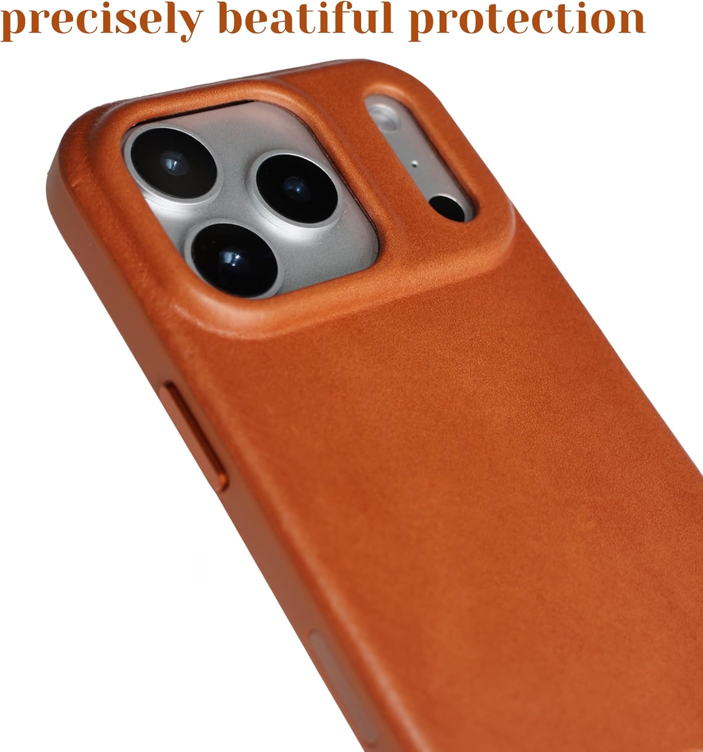 BLACKBROOK Leather Case for iPhone 17 Pro Max – Harlan Handcrafted Snap-On Cover, Full Grain Leather with TPU Bumper, MagSafe Compatible, Touch Glass Camera Button, Luxury Gift Box Tan