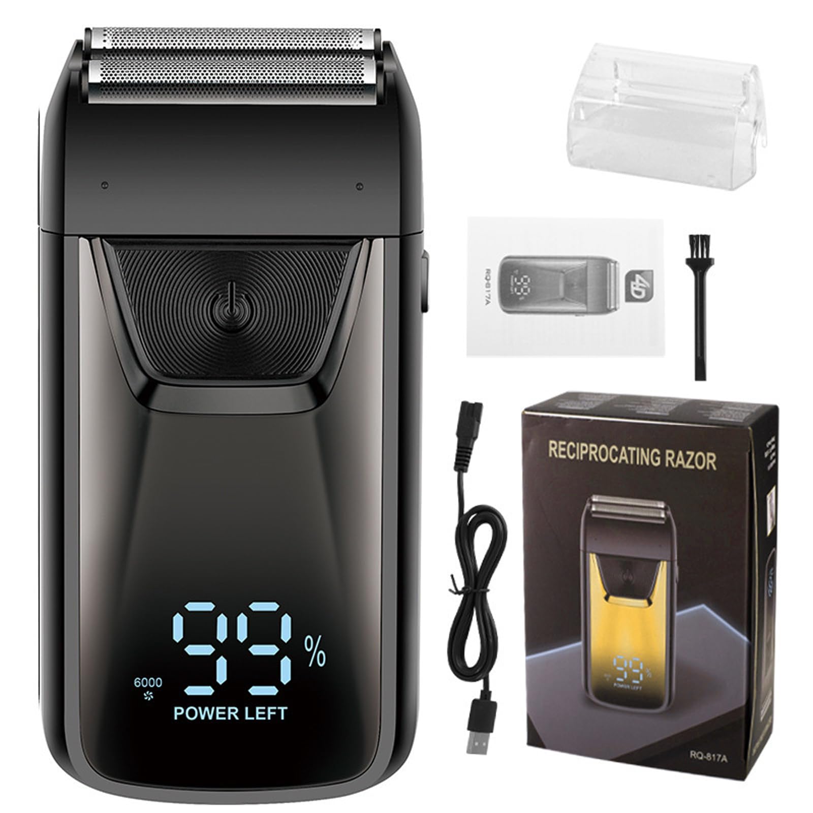 Mini rasoio elettrico portatile con display a LED, 2026, rasoio elettrico senza fili, tascabile, ricaricabile tramite USB (nero)