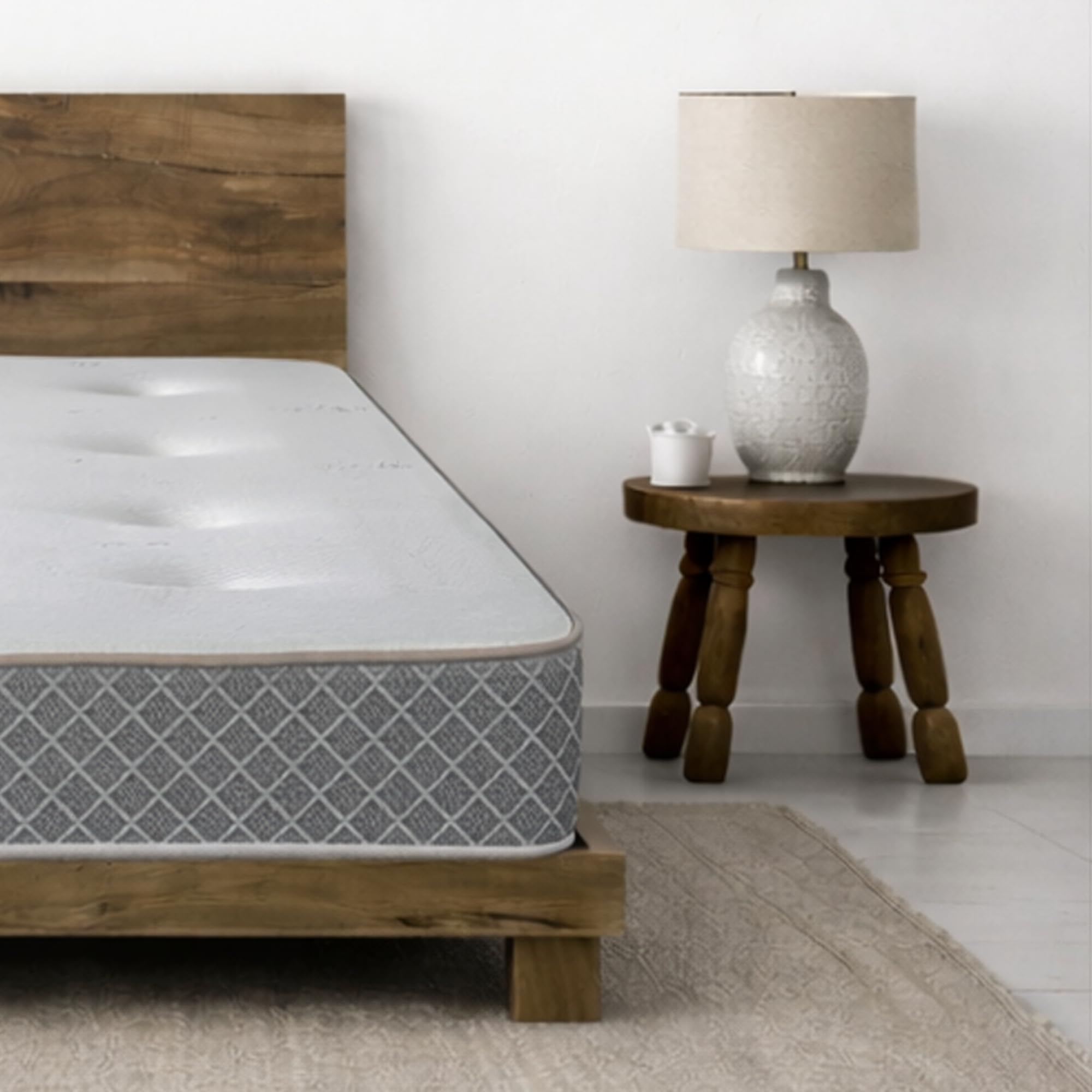 Starlight Beds Nebraska Tufted European Single Memory Foam Mattress. Hand Tufted Hybrid 90x200 Mattress with Springs & Memory Foam Layer, Soft Feel, 19cm Deep, Grey. (90cm x 200cm)