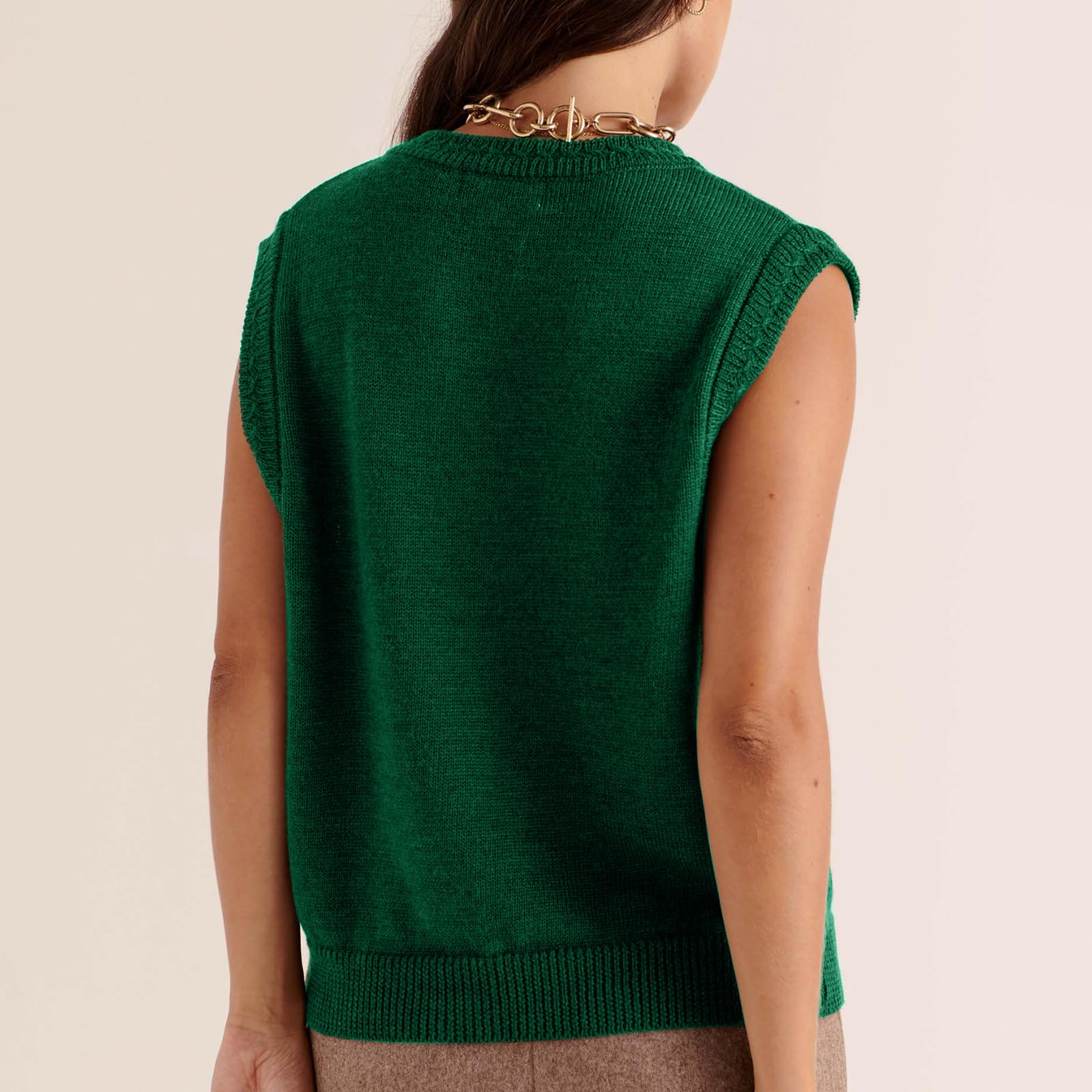 Pull de Noël moche pour femme - Imprimé Père Noël à paillettes - Sans manches - Bouton sur le devant - Cardigan en tricot