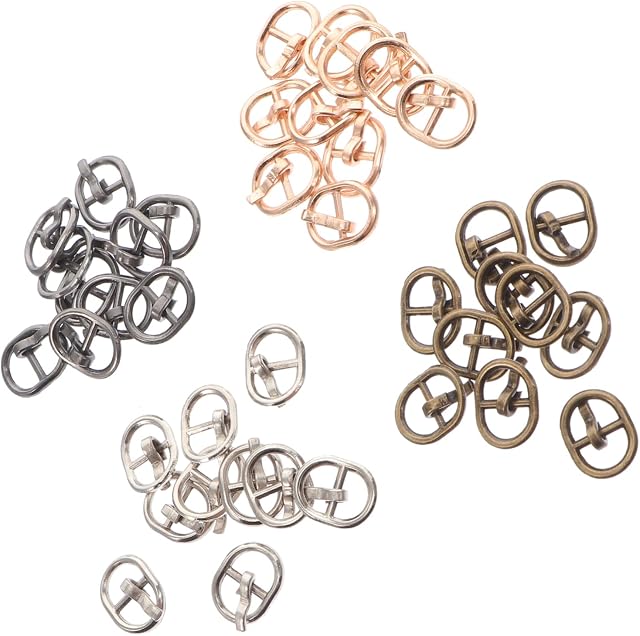 Milisten 40pcs Sewing Mini Buckles Metal Slide Buckle Adjustable Shoe Button DIY Patchwork Buckle for Doll Clothes Shoes Bags Belt Craft Accessories