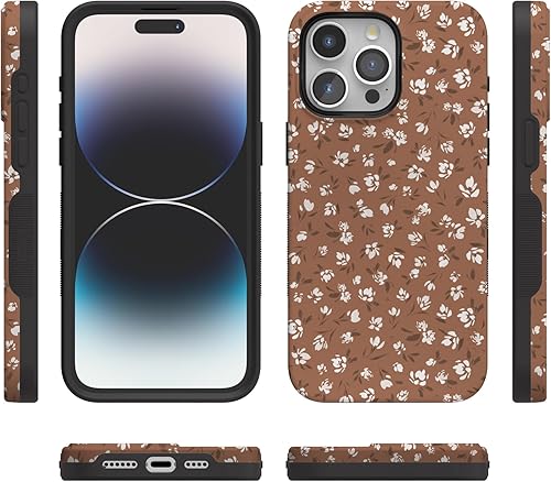 Vista 351 de Casely Funda para iPhone 15 Pro Max Jardín Secreto Flores mixtas Funda atrevida Compatible con MagSafe y botón de acción Secret Garden