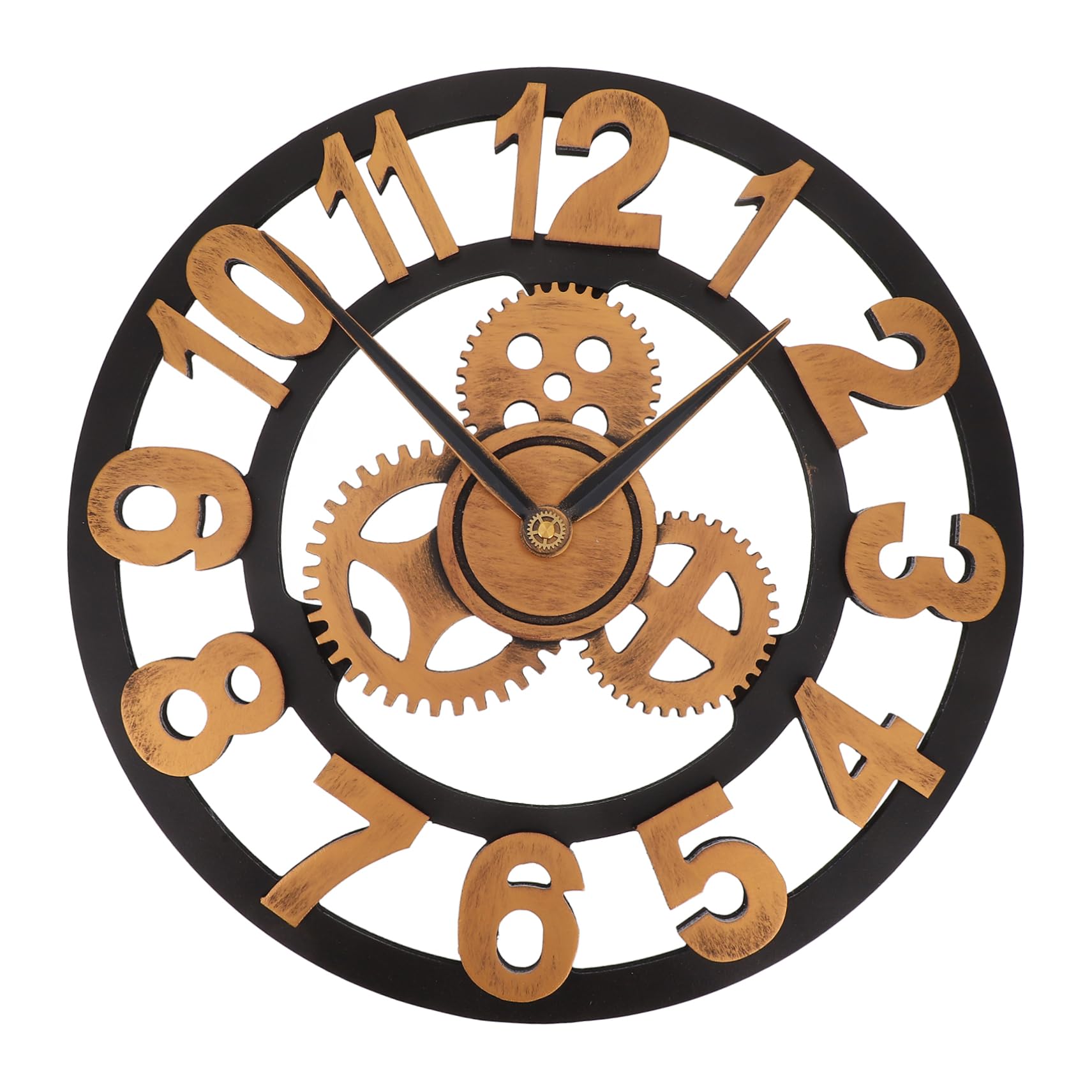Cabilock Reloj de Pared Decorativo de Madera Engranajes, Silencioso Estilo Industrial Hogar Oficina, Adorno Colgante Moderno